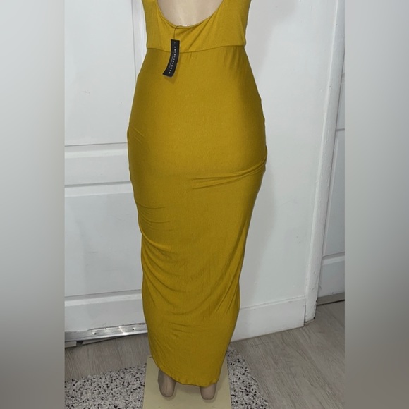 NWT FASHION NOVA Sexy Mustard Maxi Bodycon Dress - Picture 8 of 9